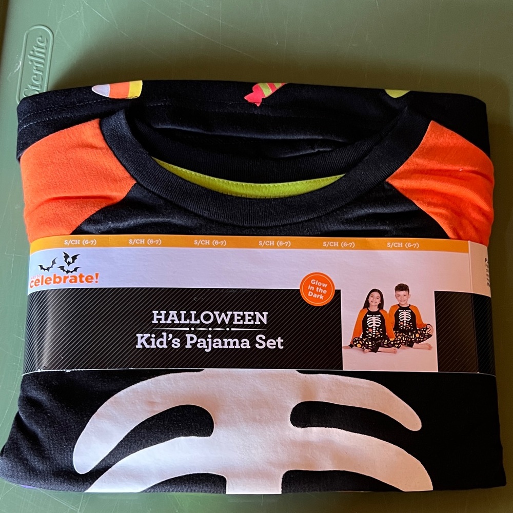 Halloween Skeleton Pajama Set - Black and Orange